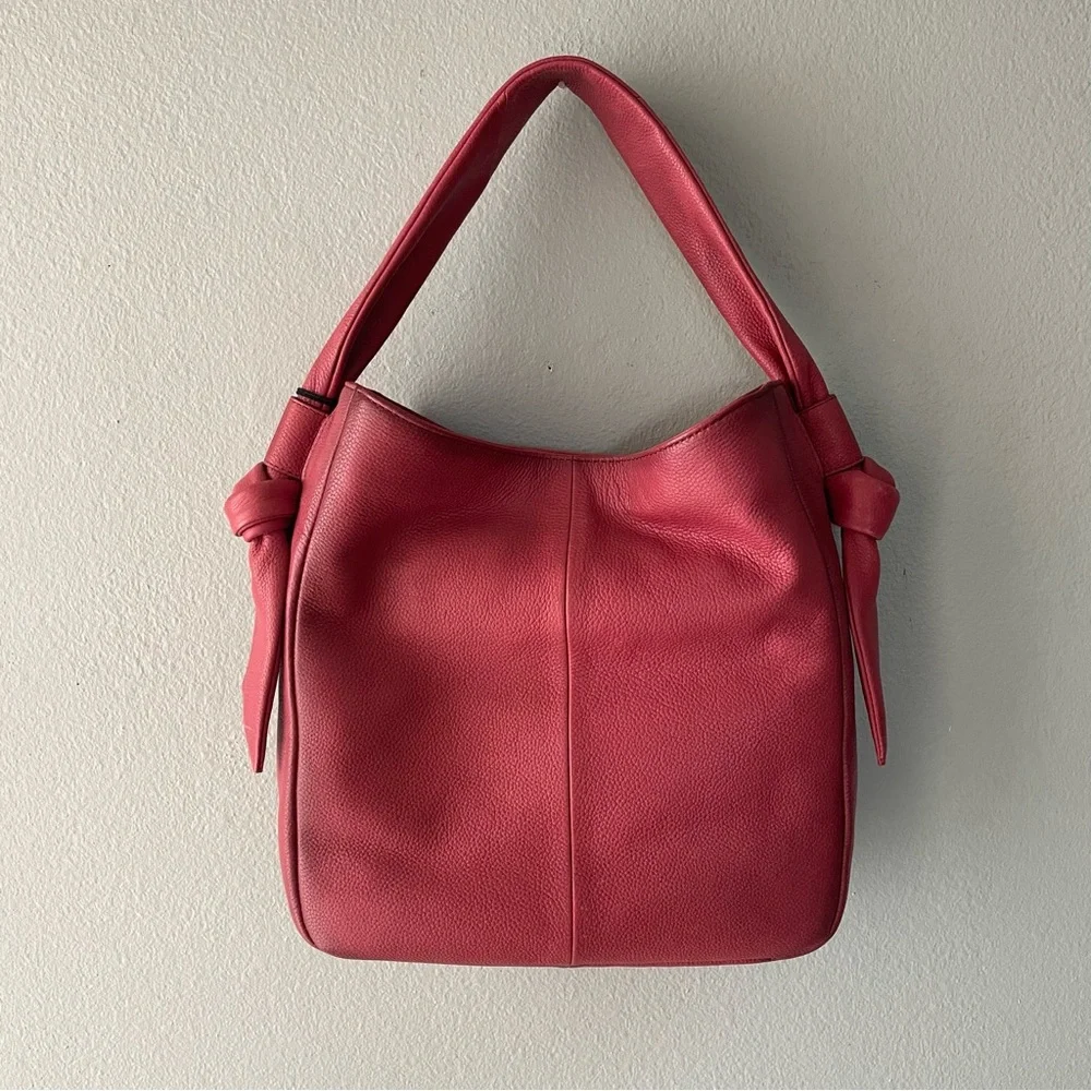 Frye | Cupid Red Leather Nora Knotted Hobo Bag - Picture 3 of 12